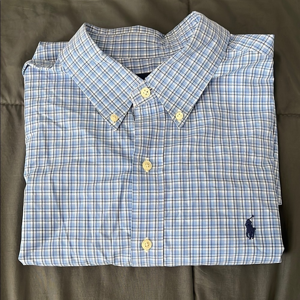 Ralph Lauren 100% Cotton Plaid Dress Shirt Size XL